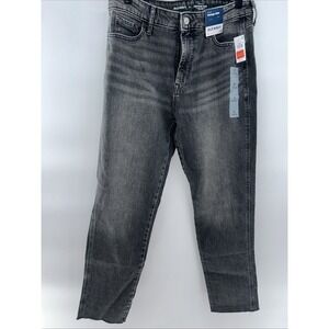 Old Navy Vintage Slim Jeans Womens 8 High Rise Grey Denim Raw Hem Frayed NWT